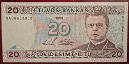 Lithuania 20 Litu P57 NAC [1993] UNC - Litouwen