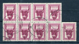 Greece- "Ancient Art (part III)" 20l. In Block Of 9, Cancelled W/ "STRATONION [Chalkidiki] -8.3.1960" Type XVII Postmark - Marcophilie - EMA (Empreintes Machines)