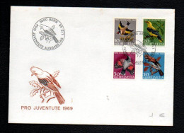 OISEAUX SUISSE SERIE PRO JUVENTUTE FDC 1969 - Moineaux