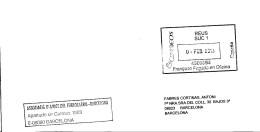 FRANQUEO PAGADO EN OFICINA     REUS GOMIGRAFO  AMIGOS DEL FERROCARIL  BARCELONA - Covers & Documents