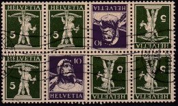 40966# GUILLAUME TELL SE TENANT ET TETE BECHE BLOC DE 8 OBLITERE LUZERN 8 XII 1933 - Tête-bêche