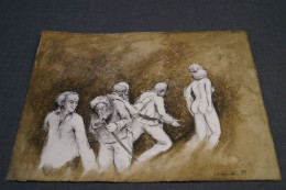 Splendide Dessin,aquarelle,nu Artistique,signé S. Laroche, 41 Cm. Sur 31 Cm. Surperbe état De Collection - Oils