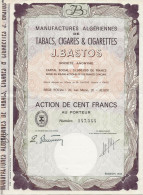 MANUFACTURES ALGERIENNES DE TABACS, CIGARES ET CIGARETTES J. BASTOS - LOT DE 2 ACTIONS DE CENT FRANCS - -ANNEE 1963 - Afrika