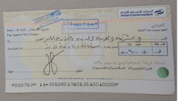 JORDAN COMMERCIAL BANK  No. 000762  CHEQUE - Jordan