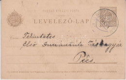 1911 5f Díjjegyes Levelezőlap "G.BERZENCZE - P.NÁNA" Vasúti Bélyegzéssel Pécsre - Other & Unclassified