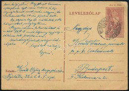1941 12f Díjjegyes Levelezőlap "NYÍREGYHÁZA / MÁTÉSZALKA" Mozgóposta Bélyegzéssel - Other & Unclassified