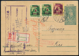 1945 (2. Díjszabás) Ajánlott Távolsági Levelezőlap 3 Bélyeggel, Cenzúrázva - Other & Unclassified
