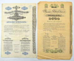 Budapest 1898. "Belvárosi Takarékpénztár" 4 1/2%-os Záloglevele 2000K-ról + 1912. "Magyar Földhitel Intézet" 4%-os Zálog - Unclassified