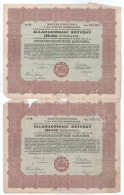 Budapest 1925. "Magyar Királyság 5%-kal Kamatozó Járadékkölcsön Államadóssági Kötvény" 125.000K-ról (2x), 250.000K-ról,  - Unclassified