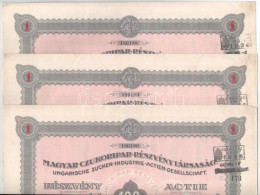 Budapest 1941. "Magyar Czukoripar-Részvénytársaság" Részvénye 100P-ról Szelvényekkel, Szárazpecséttel (3x) Sorszámkövető - Unclassified
