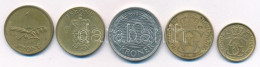 Dánia 1925. 1/2K Al-bronz + 1939. 1K Al-bronz + 1946. 1K Al-bronz + 1957. 1K Al-bronz + 1979. 10K Cu-Ni T:XF,VF Denmark  - Unclassified