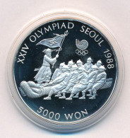Dél-Korea 1986. 5000W Ag "1988 Olimpia - Kötélhúzás" Kapszulában, Tanúsítvánnyal T:PP South Korea 1986. 5000 Won Ag "198 - Unclassified