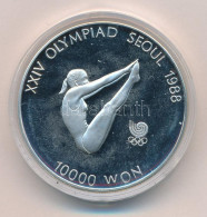 Dél-Korea 1987. 10.000W Ag "1988. Nyári Olimpiai Játékok - Szöul / Toronyugró" Kapszulában, Tanúsítvánnyal T:PP South Ko - Unclassified