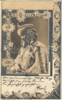 T4 1900 Art Nouveau Lady. Edgar Schmidt, Floral (vágott / Cut) - Unclassified