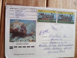 Reg Letter To Argentina From Cuba.1994.2556* 2 Train.2441 Moncada* 5.cv 9ee7rletter Late Posting April 22+ - Covers & Documents