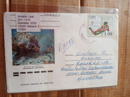 Reg Letter To Argentina From Cuba.1994 Bf 117.italia 90 Stamp.at Back.ford T 5 Stampe7rletter Late Posting April 22+ - Covers & Documents