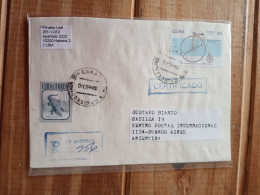 2 Reg Letter To Argentina From Cuba.bicycle History With Y 3296&3298.ttl Cv E5+e7rletter Late Posting April 22+ - Covers & Documents