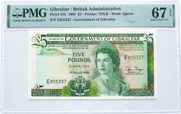 •Q-B• GIBRALTAR 5 POUNDS 1988 • P 21 B • PMG EPQ 67 GEM UNC • QUEEN ELIZABETH II - Gibraltar