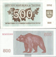 Lithuania Pick-number: 44 Uncirculated 1992 500 Talonas - Litouwen