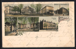Lithographie Stuttgart, Katharinenhospital, Neubau, Operationsgebäude, Maschinenhaus, Verwaltungsgebäude - Stuttgart