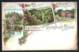 Lithographie Rabenau / Sachsen, Mühle, Einsiedlerhütte Im Rabenauer Grund - Rabenau