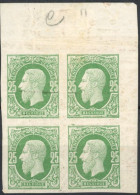 Delcampe - [** SUP] Type Du N° 32 : 25c Vert, épreuve De La Planche En Bloc De 4 - Coin De Feuille - Prove E Ristampe