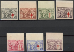 Delcampe - [** SUP] N° 394/400, Chevalier. La Série Non Dentelée Bdf (* Sur Bdf). Tirage 200 Ex. Rare Et Sous-coté - 1931-1940