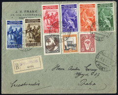 Delcampe - Cover 1937, Lettera Raccomandata Con Serie Congresso Giuridico E Tre Valori Complementari Per Praga, Sass. 41-46 - Other & Unclassified