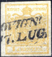 O 1850, 1 Kreuzer Gelbocker In Type Ib / HP Mit Vierteiligem Aufrechtstehendem Rückseitigen Druck, Gestempeltes Prachtst - Other & Unclassified