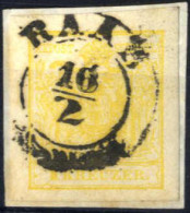 Piece 1850, 1 Kreuzer Kadmiumgelb In Type III / MP, Gestempeltes Briefstück Aus Raab, Befund Weissenbichler, ANK 1III MP - Other & Unclassified