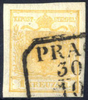 O 1850, 1 Kreuzer Ockergelb In Type Ia Auf Handpapier, Gestempelt, ANK 1a HP / 140,- - Other & Unclassified