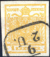 O 1850, 1 Kreuzer Orange In Type Ib / HP Mit Mehreren Papierrunzeln, Gestempeltes Prachtstück, Befund Weissenbichler, AN - Other & Unclassified