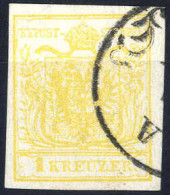 O 1854, 1 Kr. Gelb In Type III MP, Entwertet "Baja", ANK 1a/MP - Other & Unclassified