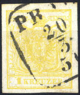 O 1854, 1 Kr. Gelb In Type III MP, Entwertet "Prag 20/3", ANK 1a/MP - Other & Unclassified