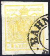 O 1854, 1 Kr. Zitronengelb In Type III MP, Entwertet "Bahnhof Pest", ANK 1b - Other & Unclassified