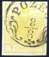 O 1854, 1 Kr. Zitronengelb In Type III MP, Entwertet "POZE.. 8/8" , ANK 1b - Other & Unclassified
