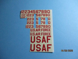 525-5 Décal Pour Maquette Plastique ANNEES 60/70 Planche HISAIRDEC Ech.72e PLANCHE USAF ROUGE - Transfer