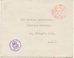 GB 8.9.1955, „LONDON S.W.1 OFFICIAL PAID / 2“ Red PAID Postmark On Superb Royal Household Cover From QEII Addressed To T - Covers & Documents