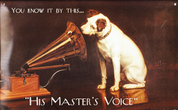 Plaque De Tôle Bombée Chien Nipper - 78 T - Disques Pour Gramophone