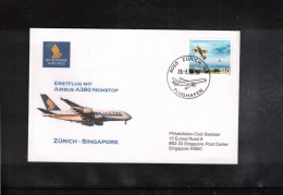 Switzerland 2010 Singapore Airlines Airbus A380 First Nonstop Flight Zuerich - Singapore - Lettres & Documents
