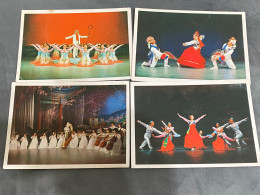 Lot Of 4, Dance: Twilight Over Kangson, Bumper Crops, Trio And Women's Instrumental Ensemble, North Korea Postcard - Korea, North