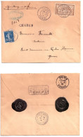 CHEROY Yonne Lettre CHARGEE 1400 F 50c Merson 25c Semeuse Yv 120 140 Ob 9 9 1908 Dest St Maurice Aux Riches Hommes - 1877-1920: Semi-Moderne