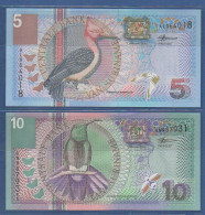 SURINAME - P.146 147 - Set 2 Pcs - 5 + 10 Gulden 2000 UNC, S/n: See Photos - Suriname