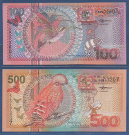 SURINAME - P.149 150 - Set 2 Pcs - 100 + 500 Gulden 2000 UNC, S/n: See Photos - Suriname