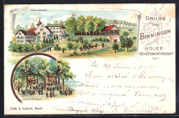 Lithographie Binningen, Holee-Schlosswirtschaft, Gartenterrasse - Binningen