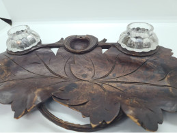 Ancien Nécessaire De Bureau. Art Nouveau. Bois Sculpté. Forêt Noire . Plumier. Encrier. Black- Forest - Calamai