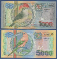 SURINAME - P.151 152 - Set 2 Pcs - 1000 + 5000 Gulden 2000 UNC, S/n: See Photos - Suriname