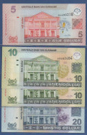 SURINAME - P.157a 158a 158b 159a - Set 4 Pcs - 5 To 20 Dollar 2004 UNC, S/n: See Photos - Suriname