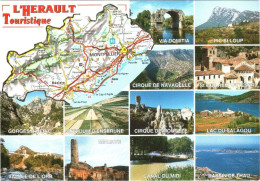 Delcampe - CPM L'Hérault Touristique - Gorges D'Héric, Vallée De L'Orb, Minerve, Oppidum D'Ensérune, Via Domitia, Pic St-Loup,..... - Landkarten