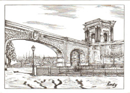 CPM Ou CPSM 34 (Hérault) Montpellier - L'Aqueduc Saint-Clément Et Le Château D'eau, Dessin à La Plume Par Hedy TBE - Wassertürme & Windräder (Repeller)